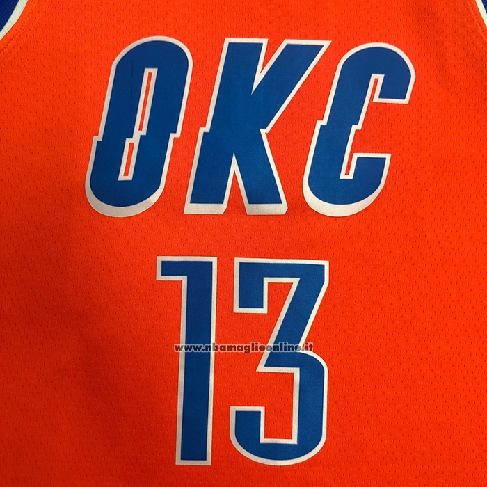Maglia Oklahoma City Thunder Paul George #13 Statement 2021 Arancione